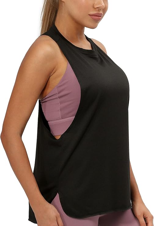 icyzone Women's Racerback High Neck Workout Athletic Yoga Muscle Tank Tops