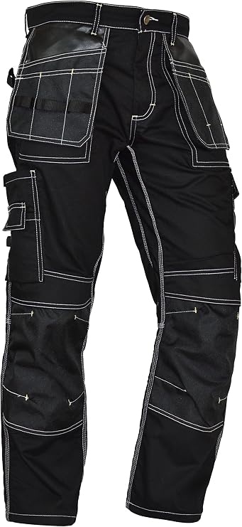 Men's Construction Pants with Cordura Knees Reinforced Carpenter Work Pants Tactical Workwear Cargo Safety Trousers