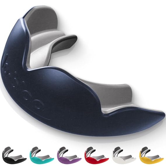 lobloo PRO-FIT Sports Mouthguard Ultra Slim 1mm | Dentist-Level Protection | Precision Vacuum-Fit | Oxygen Performance | MMA, Boxing, Football, Basketball. (Large +14yrs, Navy)