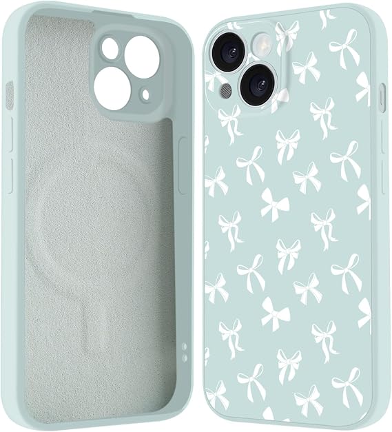 for iPhone 15 Case | Cute White Bow Magnetic Phone Case