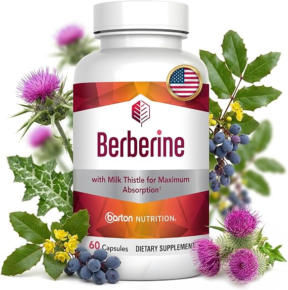 Berberine Supplement 800mg with Milk Thistle, 60 Caps, 1 Month Supply