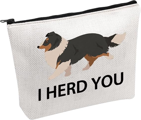 PWHAOO S heltie G ift Sheltie Dog Makeup Bag Sheltie Dog Sheltie Mom Gift Shetland Sheepdog Lover Gift (I Herd You B)