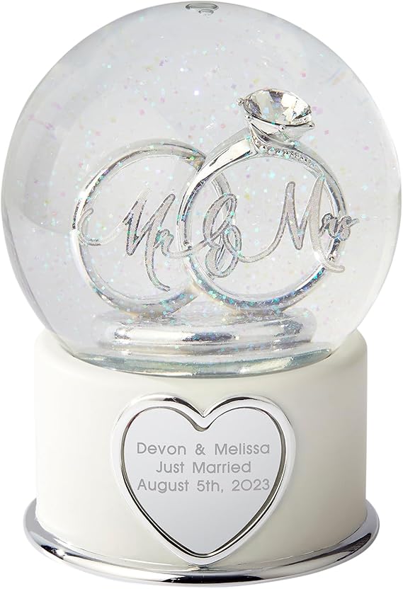 THINGS REMEMBERED Engagement Mr. & Mrs. Wedding Ring Snow Globe