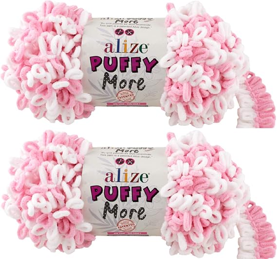 Alize Puffy More 糸 ループ糸 2skn 300gr 25ヤード 100% マイクロポリエステル 針なし フックなし ソフトヤーン 6267