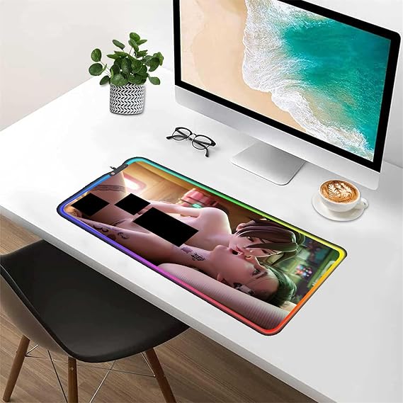 Gaming Mouse Pad RGB LED Sexy Anime Mouse Pad Sexy Butt Breasts Chest Gaming Accessories Laptop Colorful Keyboard Gaming Desktop Carpet Pad 24x12 inch