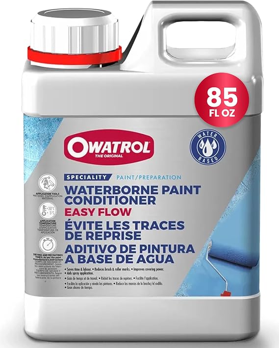 OWATROL Easy Flow Paint, Water-Based Acrylic Paint Conditioner, 85 Oz | Eliminates Brush & Roller Marks, Water-Based Paint Conditioner for Smooth Finishes, Acrylic Pouring Medium, Premium Additive