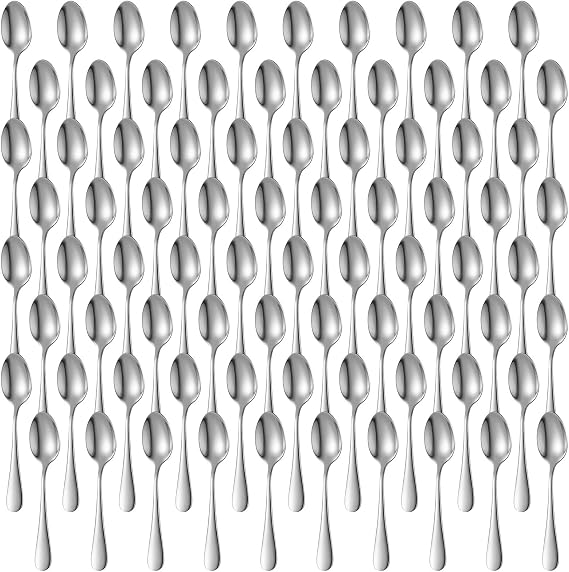 80 Pcs Demitasse Spoons Espresso Spoon Stainless Steel Bulk, 4.33'' Small Mini Coffee Tasting Dessert Spoons for Kitchen, Tea, Appetizer, Cocktail Stirring (Classic Silver Style)