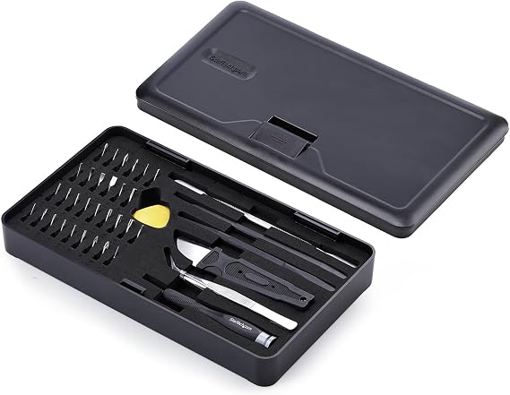 StarTech 40-Piece Computer Repair Toolkit for Laptop, PC (LAPTOP-TOOL-KIT) | Electronics, 30-Bit Screwdriver Set, Magnetic Tray, Pry Tools