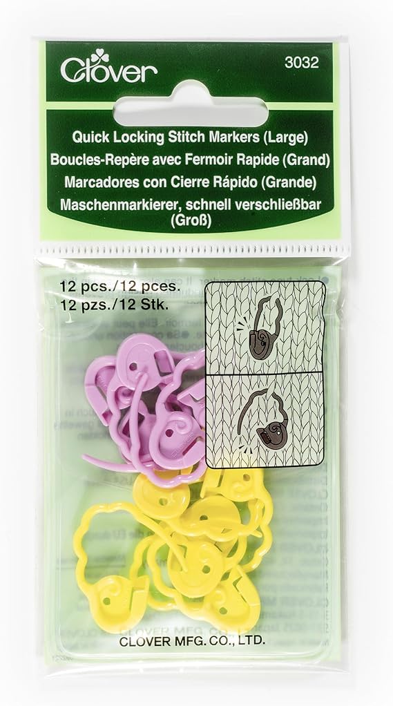 Clover Quick Locking Stitch Markers - Large 12/Pkg