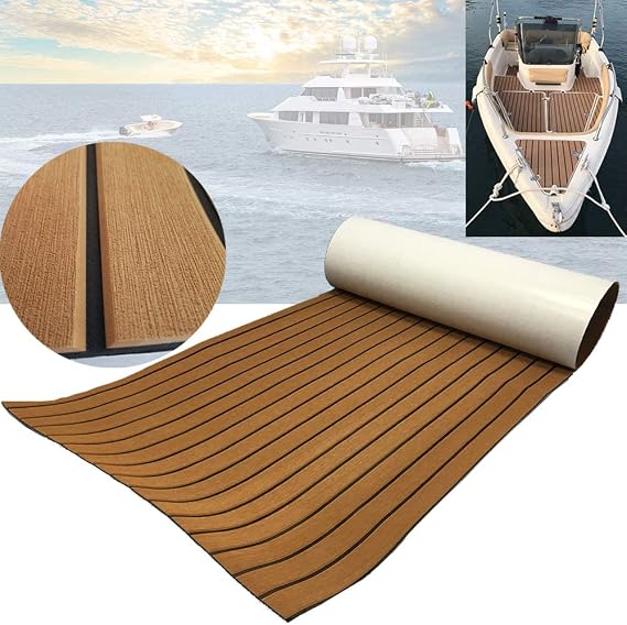 Boat Flooring EVA Foam Boat Floor Decking Sheet Self-Adhesive Non-Slip Boat Carpet Marine Deck Flooring Mat for Boats Yacht Swimming Platform RV Floor Kayak Surfboard Golf Cart 94.5" 35.4"