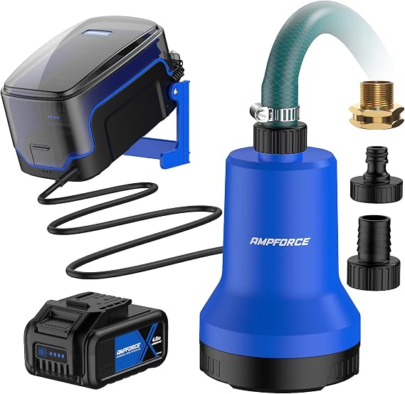 20V Cordless Submersible Water Transfer Pump, 1003 GPH Portable Sump Pump, 4.0Ah Battery Powered Water Pump Runtime 1H Ideal for Pool, Spa, Hot Tub, Garden, Flood Relief, and Outdoor Projects
