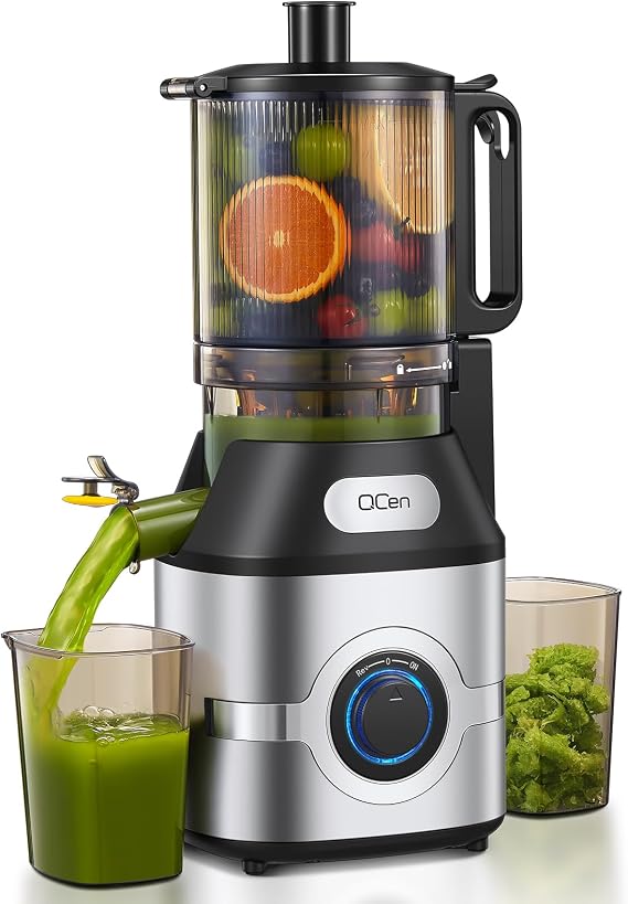 Cold Press Juicer Slow Masticating Machine with 5.5 Inch Chute(Silver)
