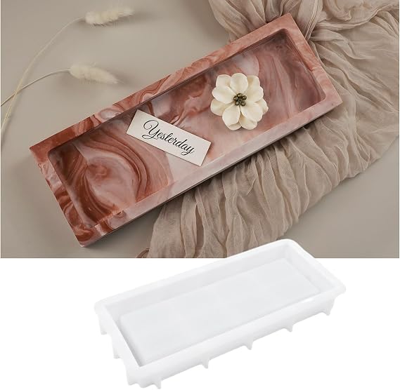 Rectangular Tray Silicone Mold, Plate Resin Mould, DIY Plaster Cast Cement Concrete Rings Jewelry Storage Box Mold (Small)