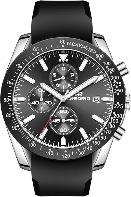 Watches for Men,Quartz Chronograph Mens Watches,Analog Waterproof Luminous Men Wwrist Watch,Sports Work Business Watches,Silicone Strap