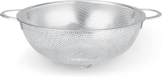 Gulex Colander Stainless Steel 3-Quart with Base, Strainer for Kitchen Food