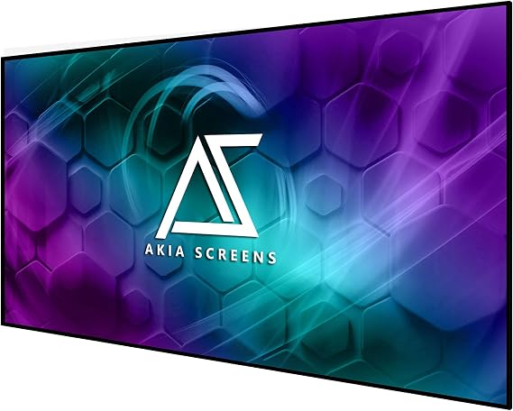 Akia Screens 100 Inch Edge Free Fixed Frame Projector Screen 16:9 CineWhite UHD-B 1.3 Gain 8K 4K Ultra HD 3D Ready Indoor Home Theater Wall Mount Screen AK-NB100H1