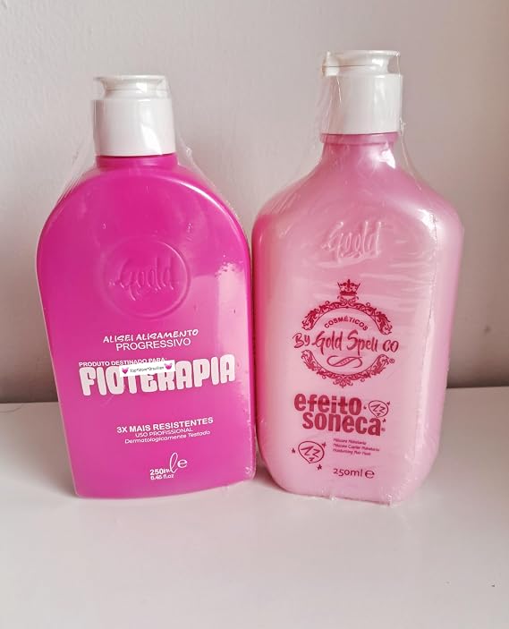 Kit Gold Spell / Progressive Nova Fioter@pia + Moisturizing Hair Mask / Treatment Kit with Brazilian Keratin - Two 250ml/8.45 fl.oz items / Official Seller