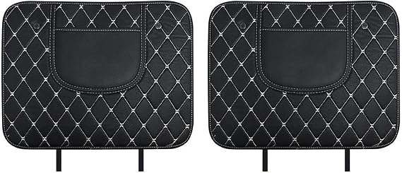 2 PCS Car Kick Mats for Fiat 500/500C/500E/Abarth 500 2007-2022+, Car Backrest Anti-Kick, Leather Rear Seat Back Protectors Kick with Storage Bag,A