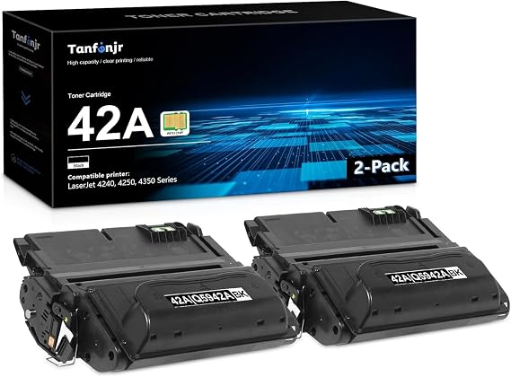 42A Q5942A Black Toner Cartridge (with Chip, 2-Pack) Replacement for HP 42A