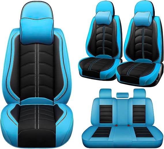 Seat Cover for Kia Sportage 2000-2024, Durable Waterproof Sports Seat Cover,Premium Leather Seat Protector(5 Seats Luxury, Black Blue)