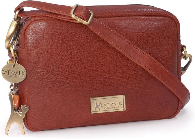 Catwalk Collection Handbags - Polly Women's Leather Shoulder Bag - Crossbody Bag/Modern Handbag - Adjustable Shoulder Strap