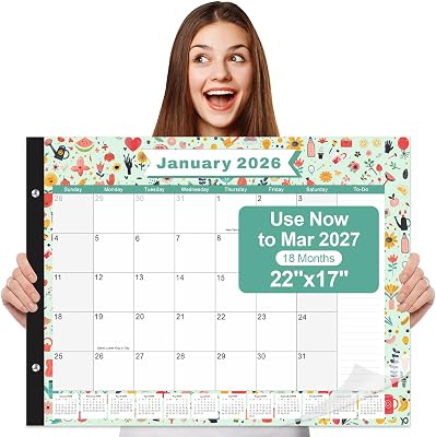 Gannyfer Desk Calendar 2026, 18-Month Large Desk Calendar, Use Now Until March 2027, 22 x 17 Desk Pad Calendar with To-Do List, Thick Paper with Corner Protectors, Large Ruled Blocks