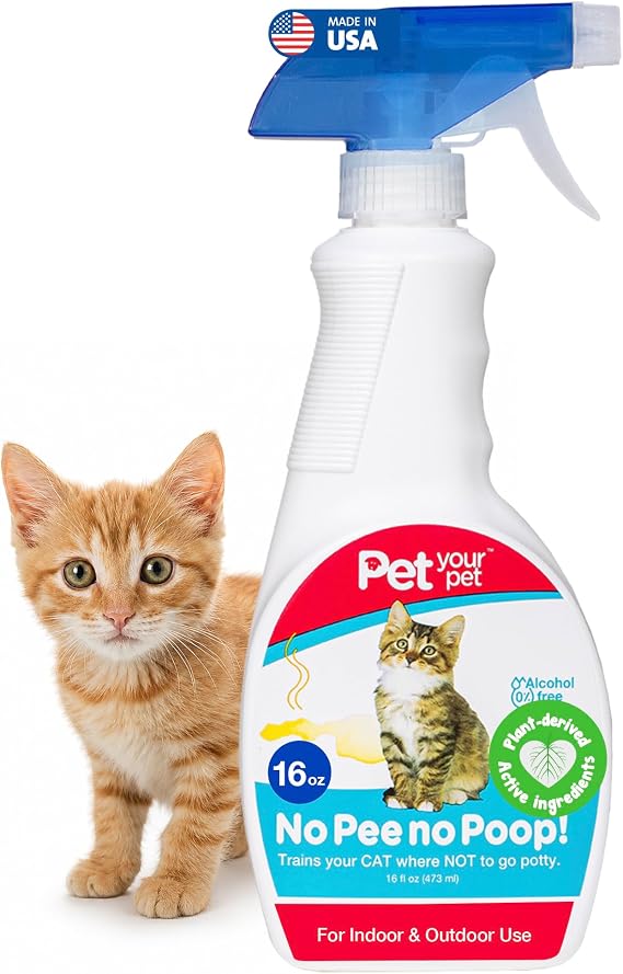 Cat Potty Training Spray No Pee No Poop, 16 Fl Oz | Non Toxic Spray for Cats Only, Natural Pee Deterrent, Stops Urine Marking and Pooping, Indoor Outdoor Keep Off
