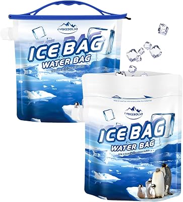 Reusable Ice Bag 2.5lb Ice Cube Bag,Portable Ice Bags 2 Pack, Portable Leak Proof Ice Bags for Camping & Hiking.