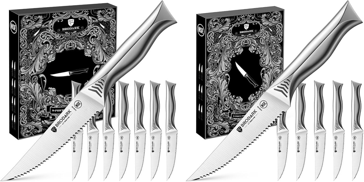 BRODARK Steak Knives Set of 8  Steak Knives Set of 6 Shark Series