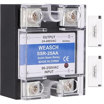 Single Phase Solid State Relay, SSR-25AA, AC to AC, Input 80-250VAC to Output 24-480VAC, 25A 50-60Hz (1)