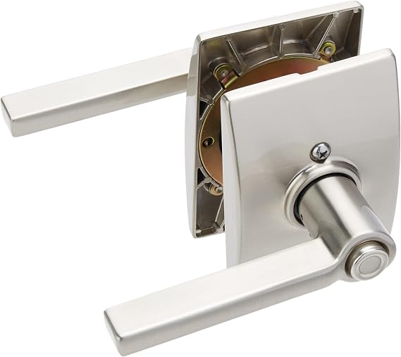 SCHLAGE LOCK ORGL35627 Metal F40 LAT 619 CEN Flat Straight Shape Privacy Door Lever, Satin Nickel