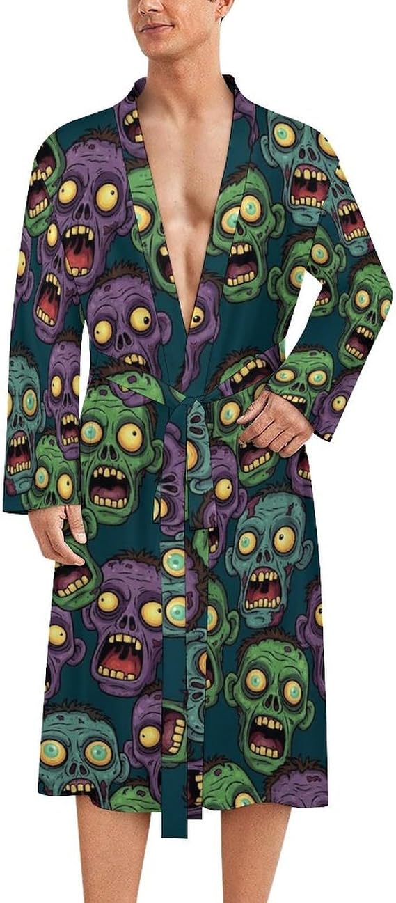 Long Sleeve Bathrobes, Women Men Belted Kimono Robe Breathable and Comfortable