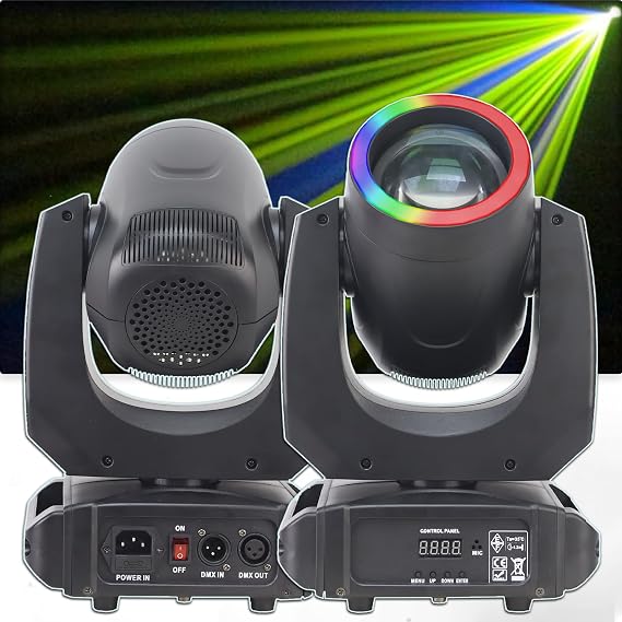 200W LED Moving Head Light with Aperture DJ Party Lighting High Brightness Beam Effect Suitable for Home Disco Bar Stage Wedding 16 Prisms