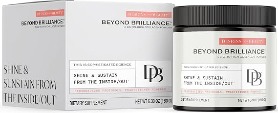 Designs for Beauty Beyond Brilliance Collagen Powder (Unflavored, 30 Servings) - with Collagen Peptides, Biotin and Silica for Healthier Skin, Hair and Nails