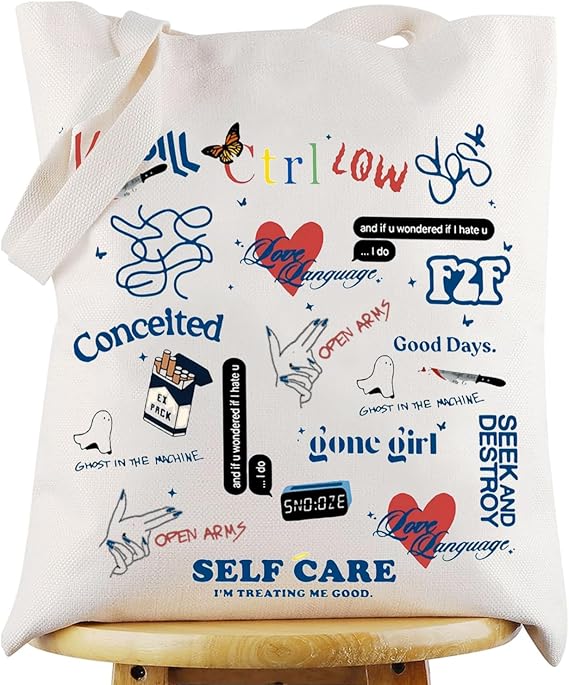 WZMPA Singer Album Tote Bag Concert Gift Lyric Fans Reusable Grocery Bags Merchandise