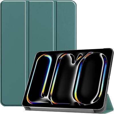 Case for New iPad Pro 11 Inch 2024, Slim Lightweight Trifold Stand Cover with Auto SleepWake Smart Full Protective Case for New iPad Pro 11 Inch M4 5th Generation 2024 Release, Dark Green
