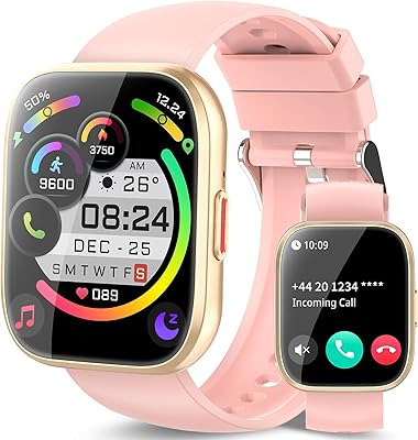 Smart Watch for Men Women Bluetooth Call, 1.85 HD Touch Screen Fitness Watch with Sleep Heart Rate Monitor, 112 Sports Modes, IP68 Waterproof Activity Trackers for Android iOS, Pink