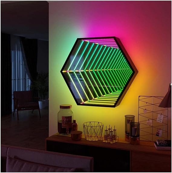 Infinity Tunnel Light, LED Mirror Lights with Remote, 3D Tunnel Night Light,Sensory Infinity Lamp,for Home, Desk, Living Room - Battery,E-50cm/20in