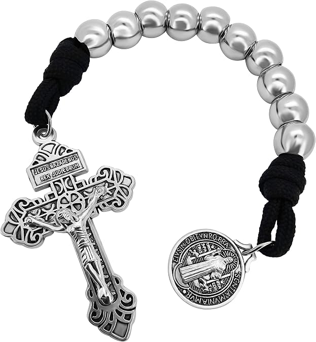 TALISMAN4U One Decade Paracord Pocket Rosary St Benedict Medal Pardon Cross