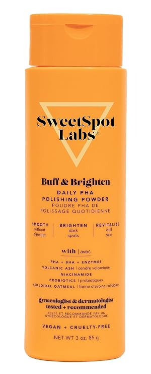 SweetSpot Labs Buff & Brighten PHA Powder Exfoliator, Target Ingrown Hair + Strawberry Legs, 3 oz