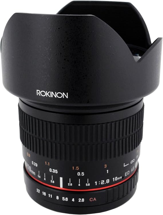 Rokinon 10mm F2.8 ED AS NCS CS Ultra Wide Angle Lens Canon EF-S Type for Canon Digital SLR Cameras (10M-C), Black