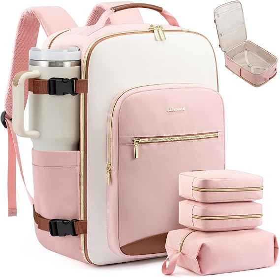 LOVEVOOK Large Travel Backpack for Women & Men, 40L Carry on Backpack for Airplanes, TSA Personal Item Travel Bag fits 17" Laptop, Waterproof Travel Essentials Airline Approved with 3 Packing Cubes