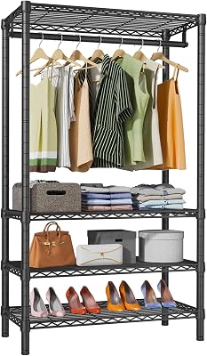 VIPEK V1 Wire Garment Rack 4 Tiers Heavy Duty Clothes Racks for Hanging Clothes Large Clothing Rack Freestanding Closet with Hanging Rod, 35.4 L X 15.7 W X 70.9 H, Max Load 500LBS, Black