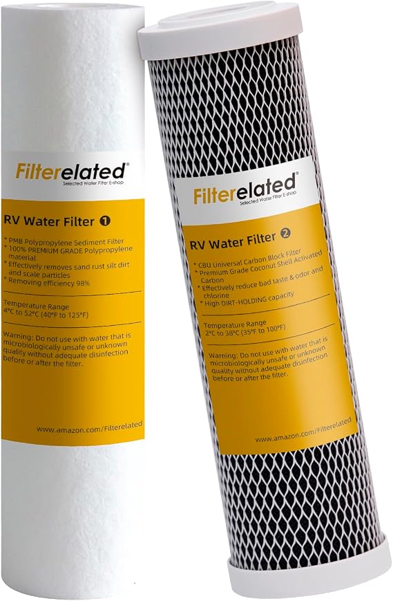10" RV Filter Replacement Kit, Reduces Chlorine & Odor, for RV Boat Camping