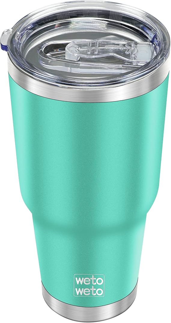 WETOWETO 30oz Tumbler, Stainless Steel Vacuum Insulated Water Coffee Tumbler Cup, Double Wall Powder Coated Spill-Proof Travel Mug Thermal Cup for Home Outdoor (Cyan, 1 Pack)