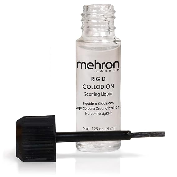 Mehron Makeup Rigid Collodion with Brush | Scarring Liquid | Liquid Scar Makeup | SFX Scar for Film .125 oz (4ml) | Made in the USA