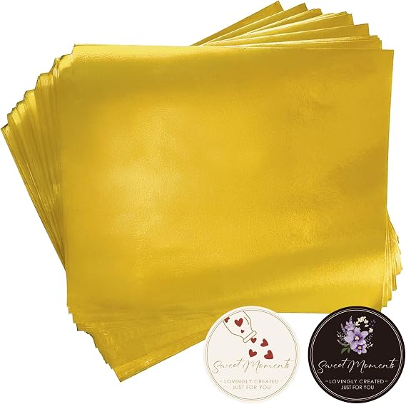 Chocolate Bar Wrappers 6.3 x 7.5 Inch, Gold Foil Sheets 100PCS with Original Stickers, Candy Bar Wrappers for Homemade Candy & Gifts