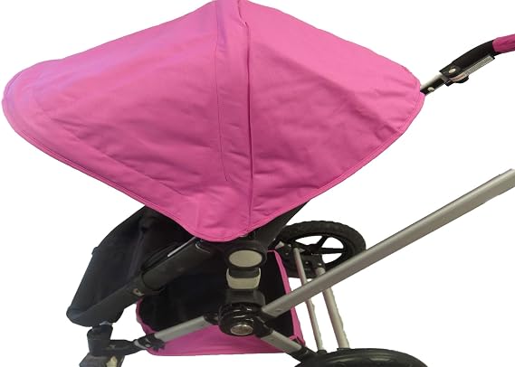 Pink Sun Shade Canopy and Large Under Seat Storage Basket Plus Free Handle Bar Covers for Bugaboo Cameleon 1, 2, 3, Frog Baby Child Strollers