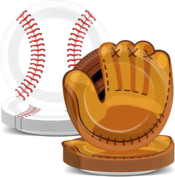 Justforjoyful 50Pcs Baseball Plates Party Supplies 9inch Sports Themed Birthday Party Disposable Baseball Dinner Dessert Paper Plates for Baseball Birthday Gamed Day Decorations
