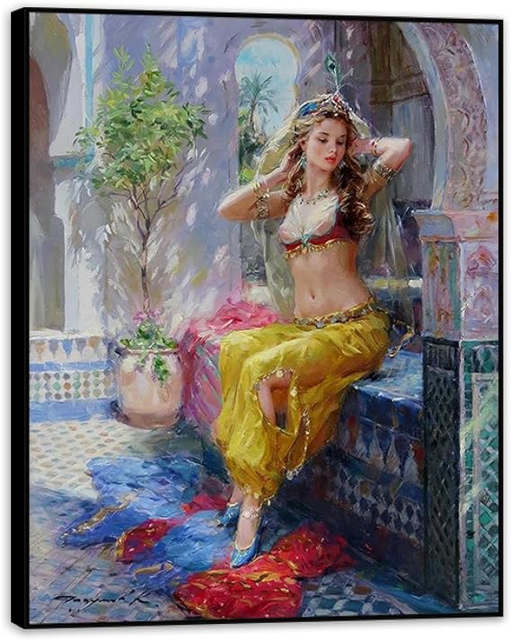 Konstantin Razumov Elegant Russian Beauties Charming beauty Canvas Oil Painting Wall Background Decor Home Decoration 40x30cm(16x12in) Black Framed